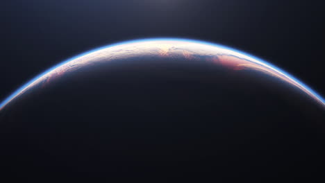 Im-Morgengrauen-Geht-Die-Sonne-Hinter-Dem-Bewölkten-Planeten-Erde-Auf.-Sonnenaufgang-über-Dem-Globus